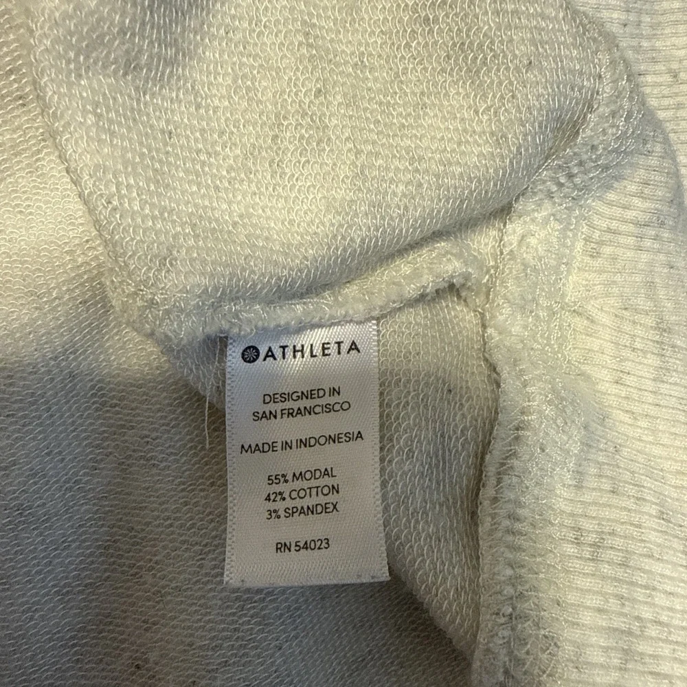 Athleta Criss Cross Speckled White Long Sleeve Sweatshirt Pullover Large Soft - Picture 7 of 8